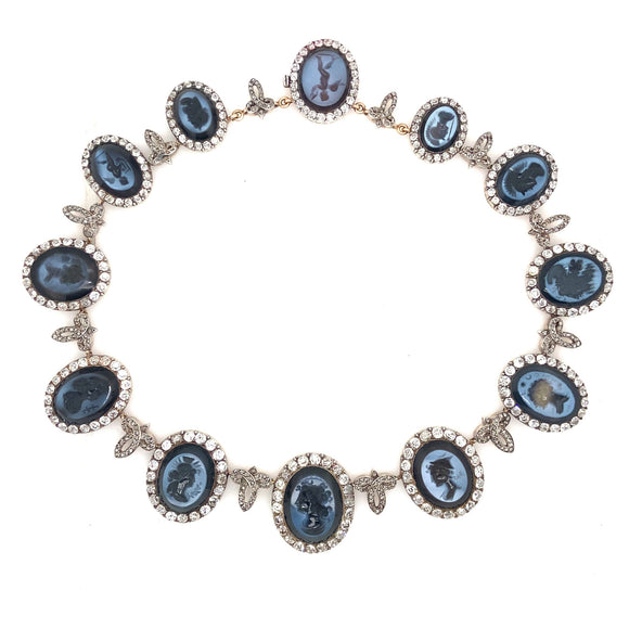 Antique diamond and intaglio necklace, 1867