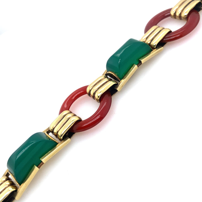 Bracciale Art Déco in oro e calcedonio, 1935.