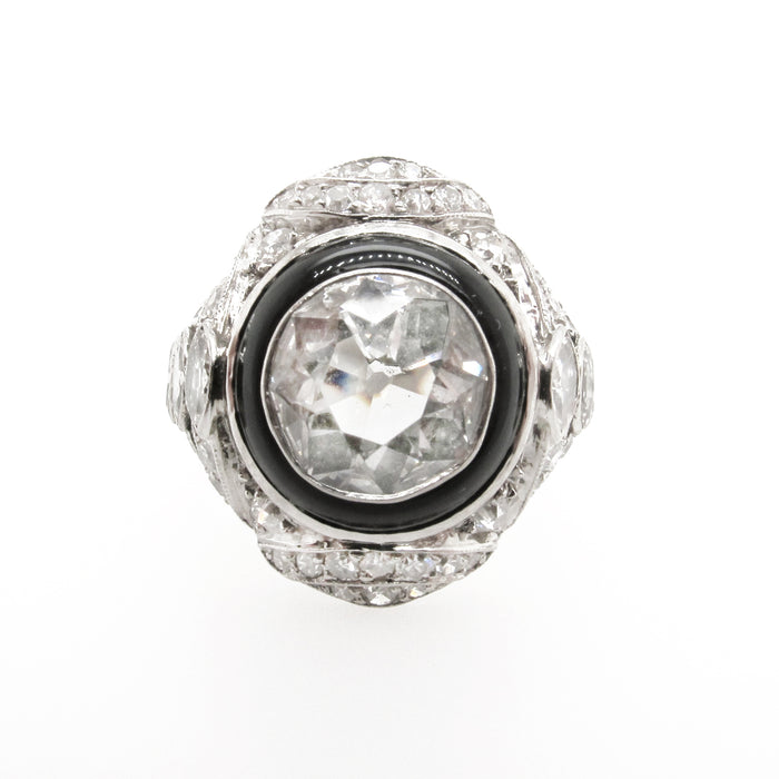 Anello Cartier Art Déco in platino, diamanti e onice