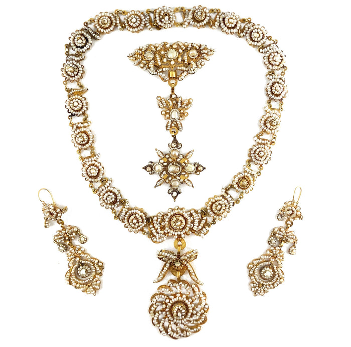 Antique gold and pearl parure