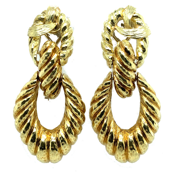 18 k gold vintage door knocker earrings, 1970