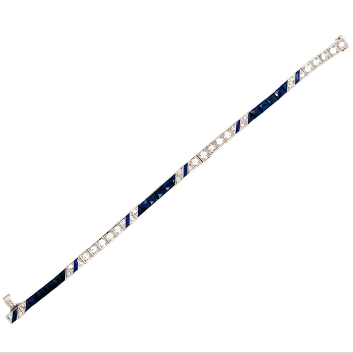 Bracciale Art Déco in platino diamanti e zaffiri