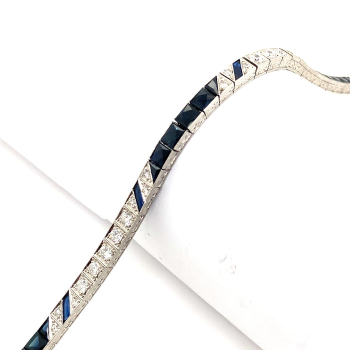 Bracciale Art Déco in platino diamanti e zaffiri