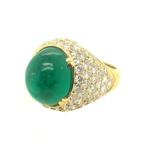 Vintage gold diamond and emerald ring