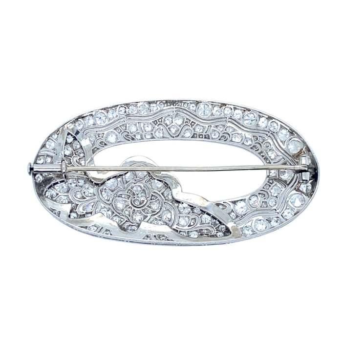 Art Déco platinum diamond and sapphire brooch