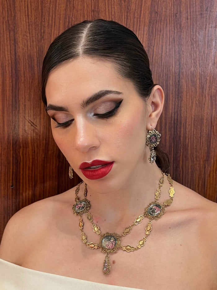 Antique gold and miniature Demi parure. 19th century