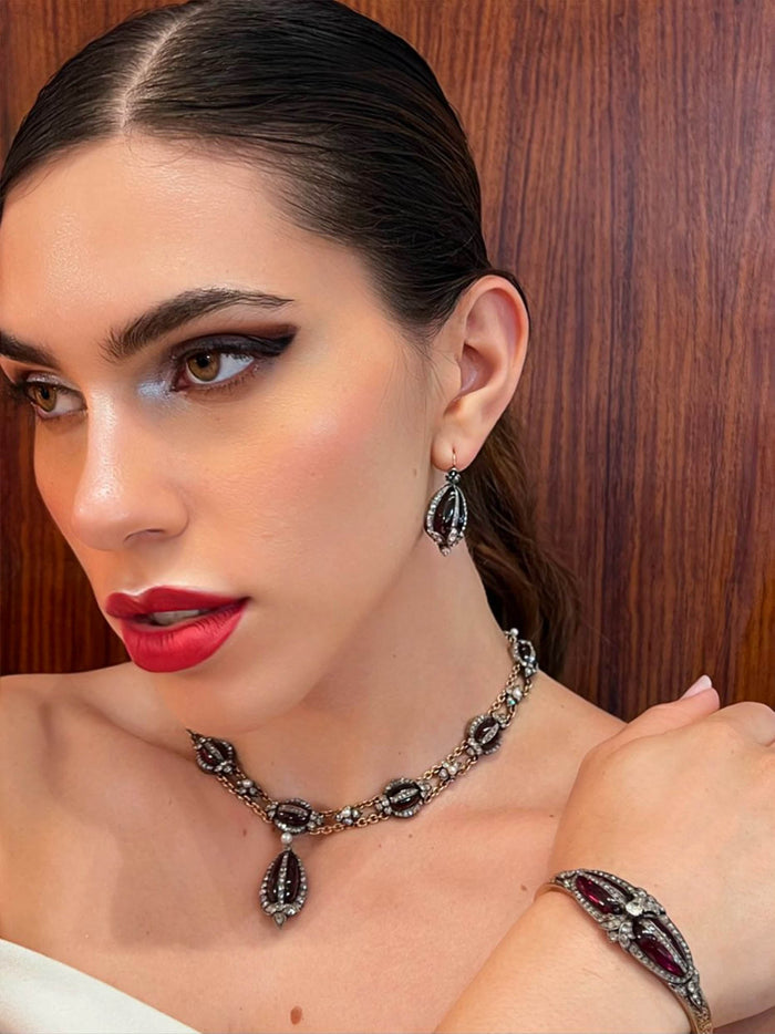 Victorian gold, diamond and garnet Parure