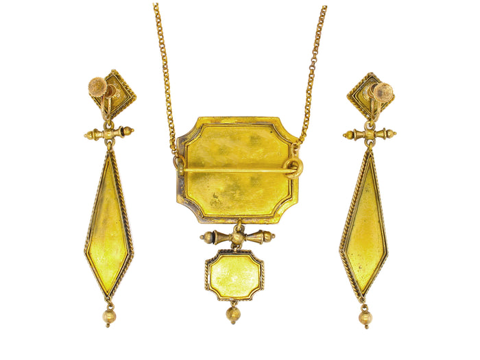 Victorian gold and micromosaic demi parure. Rome, 1860 c.a.