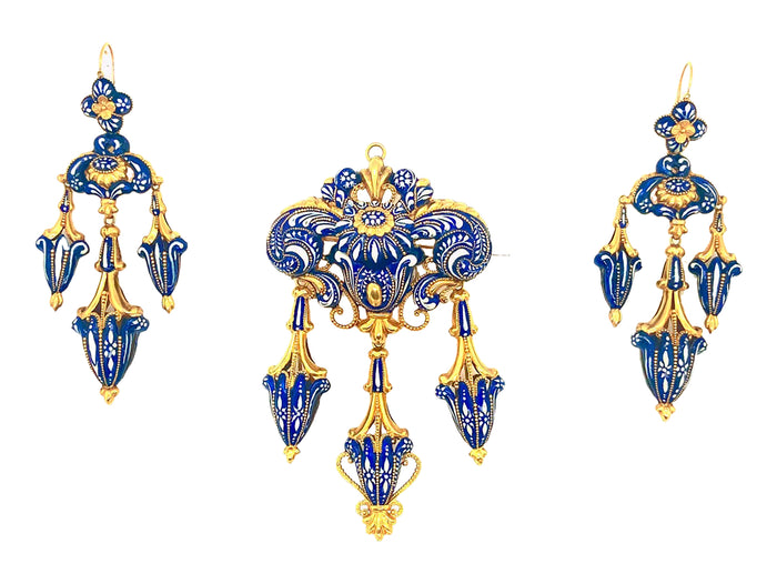 Museum quality antique gold enamelled Parure