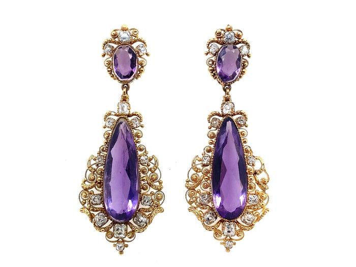 Georgian gold diamond and amethyst Demi Parure