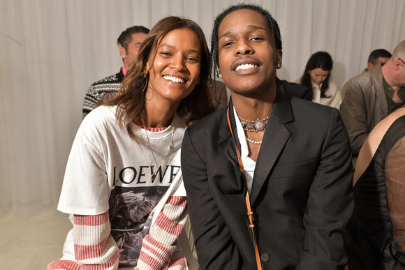 A$AP Rocky wears Pennisi necklace during Loewe Fashion Show in Paris