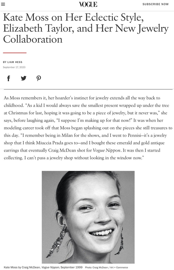Kate Moss talks about Pennisi on Vogue Magazine