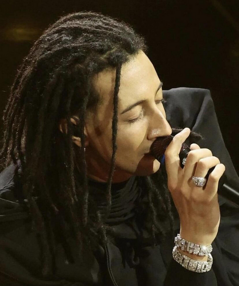 Ghali wears Pennisi Jewels during the Festival di Sanremo 2024