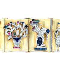 Bracciale Art Déco in oro giallo e platino con pietre preziose