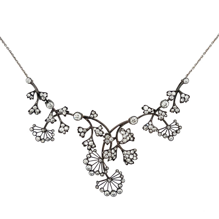Collana floreale  antica con diamanti