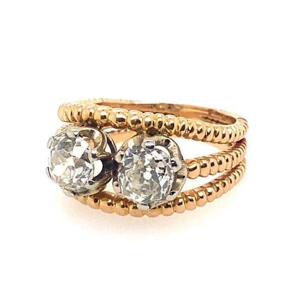 Retro gold platinum and diamond toi te moi ring