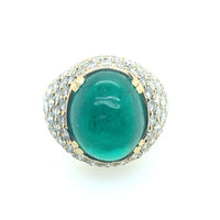 Vintage gold diamond and emerald ring