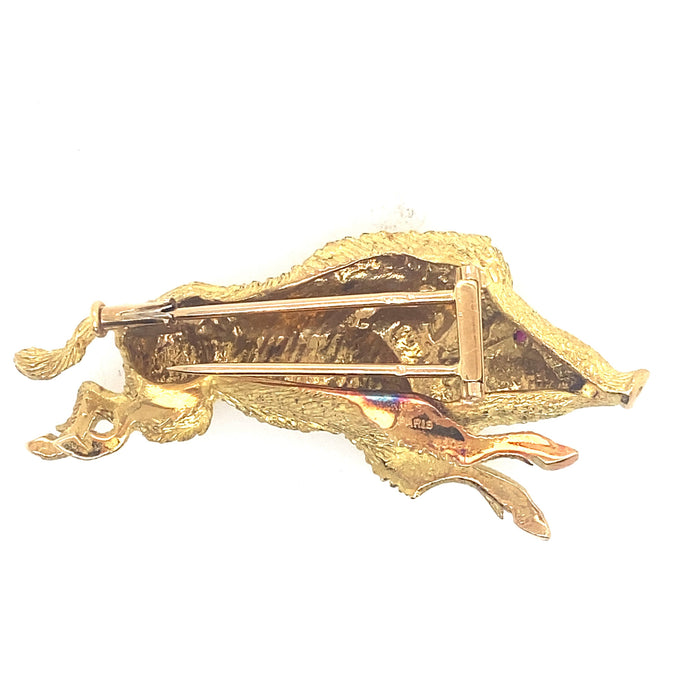 Spilla vintage Hermes in oro a forma di cinghiale, 1960