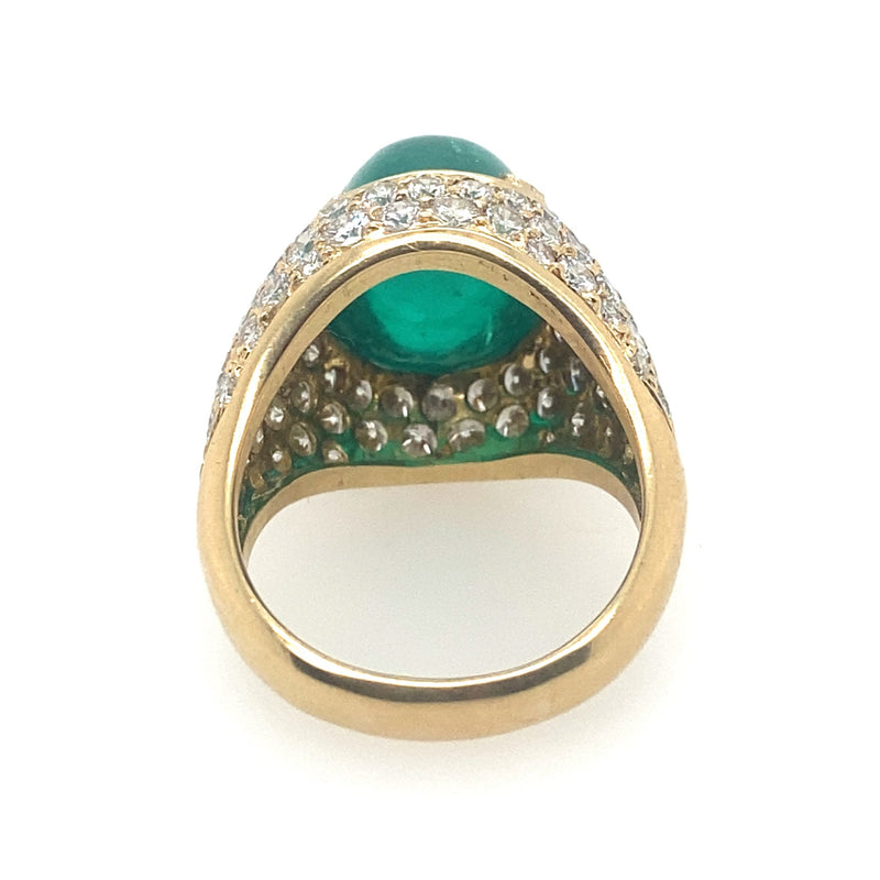 Vintage gold diamond and emerald ring