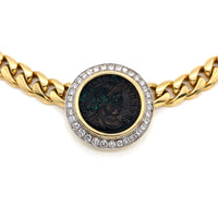 Collana Monete Bulgari in oro, moneta antica e diamanti