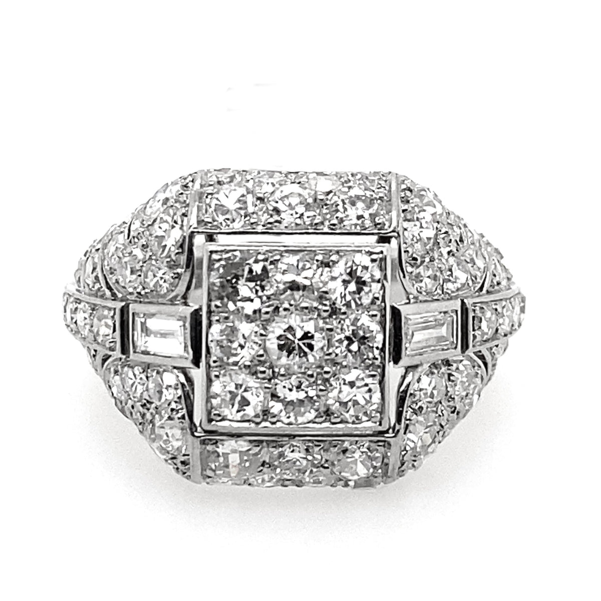 Anello da cocktail in platino Art Déco