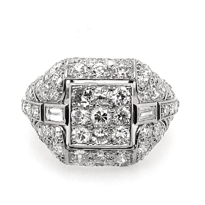Anello da cocktail in platino Art Déco