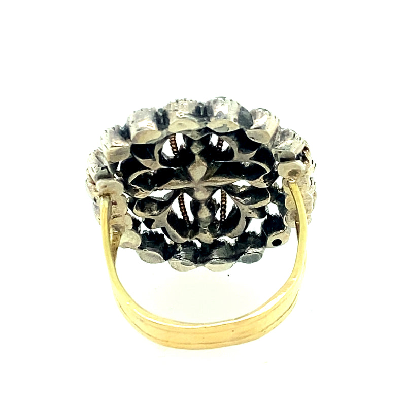Anello antico in oro e argento con crisoberillo