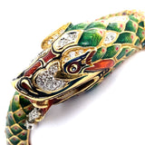Bracelet jonc serpent italien en or et diamants émaillés