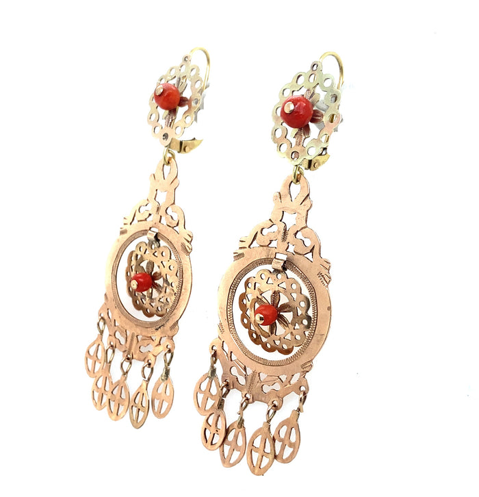 Antique gold and coral earrings