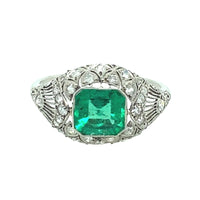 Art Déco emerald and diamond ring