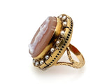 Victorian gold cameo and pearl ring