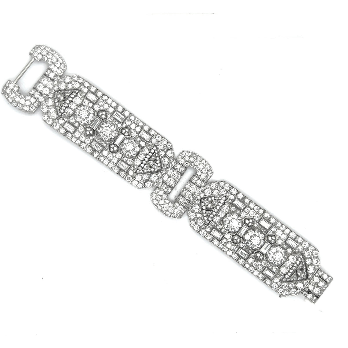 Importante Bracciale Art Dèco in platino con diamanti 
