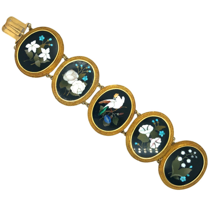 Victoria gold and pietra dura bracelet