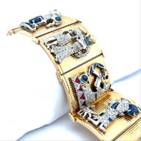 Bracciale Art Déco in oro giallo e platino con pietre preziose