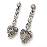 Art Déco platinum and diamond heart earrings