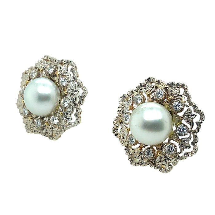 Buccellati diamond and pearls earrings