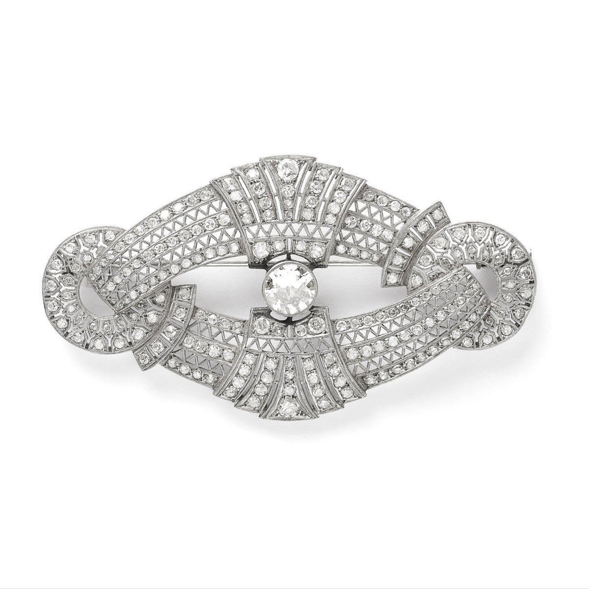 Edwardian platinum and diamond brooch, 1910 c.a.