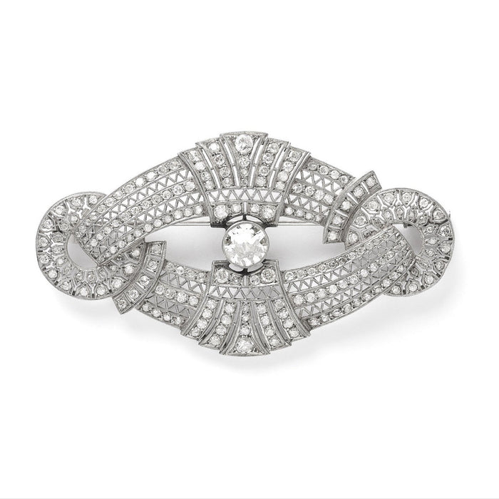 Edwardian platinum and diamond brooch, 1910 c.a.