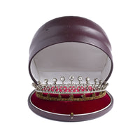 A XIX Century important silver topped, Yellow gold and old cut diamond tiara, convertible into a necklace. Probably French