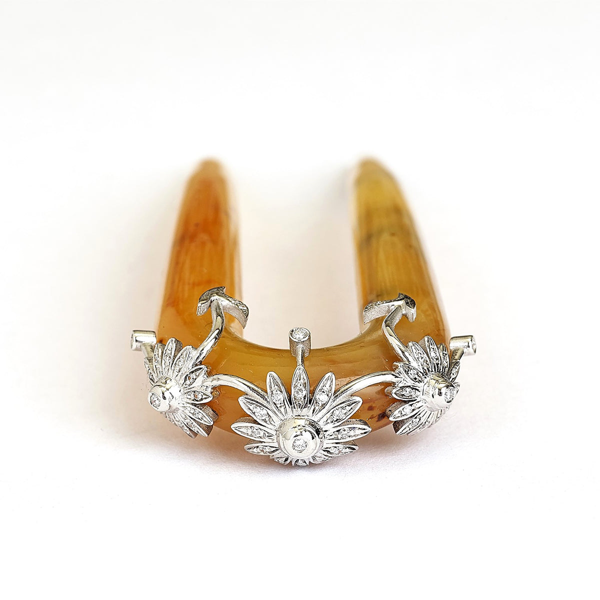Three daisies diamond hairpin by Jenny Walton