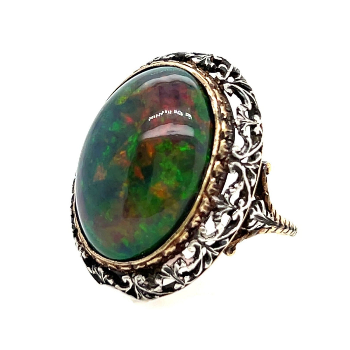 Antique gold, silver and opal ring