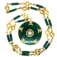 1970 gold and malachite necklace with pendant