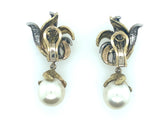 Fred Paris yellow gold, diamond and Pearl earrings. 1960