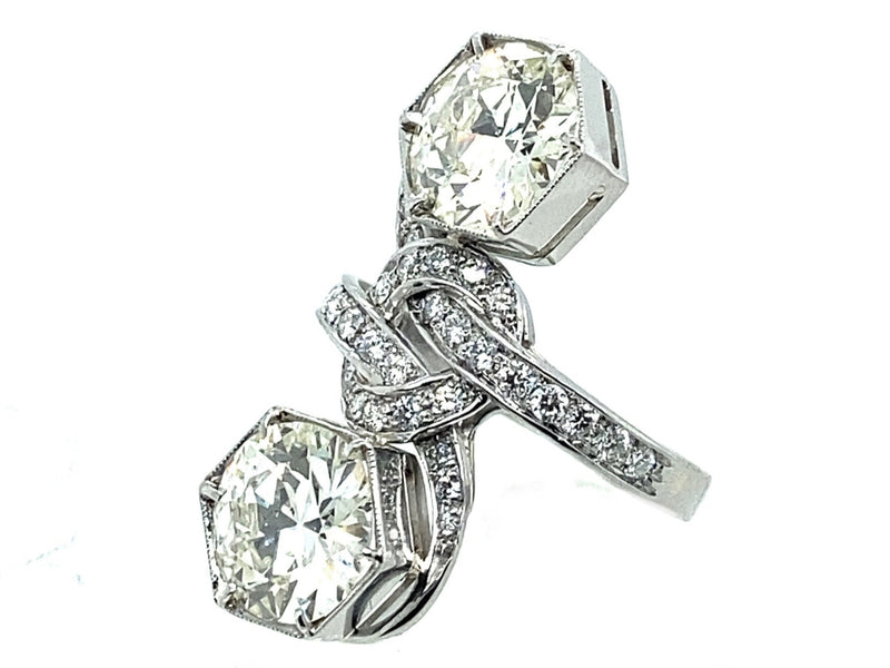 Importante anello toi et noi in platino e diamanti