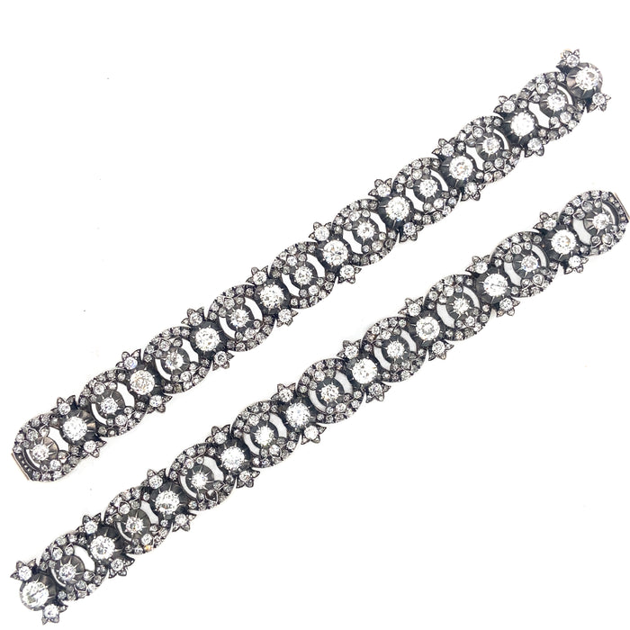 Importante collana girocollo antica con diamanti / bracciali gemelli