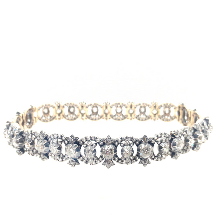 Importante collana girocollo antica con diamanti / bracciali gemelli