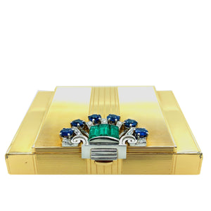 Tiffany gold, diamond sapphire and emerald vanity case