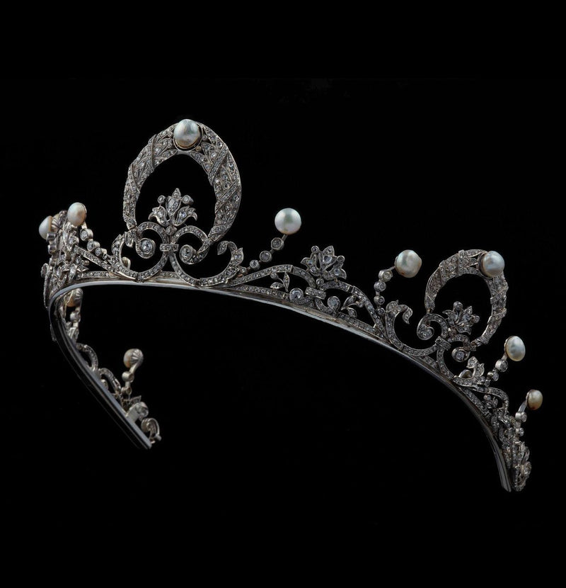 Importante collana-tiara di diamanti e perle, 1915 ca. Edoardiano