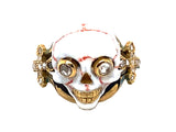 Gold diamond enamelled skull ring