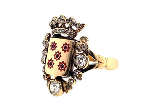 Victorian coat of arm diamond ring